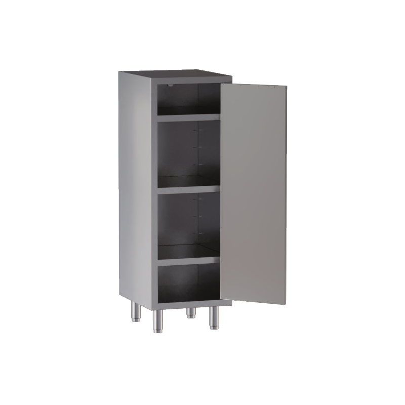armadio acciaio inox 1 porta battente 3 ripiani h cm. 150 misure cm. 60X70X150
