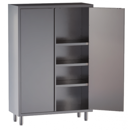 armadio acciaio inox 2 porte battenti 3 ripiani h cm. 150 misure cm. 80X60X150