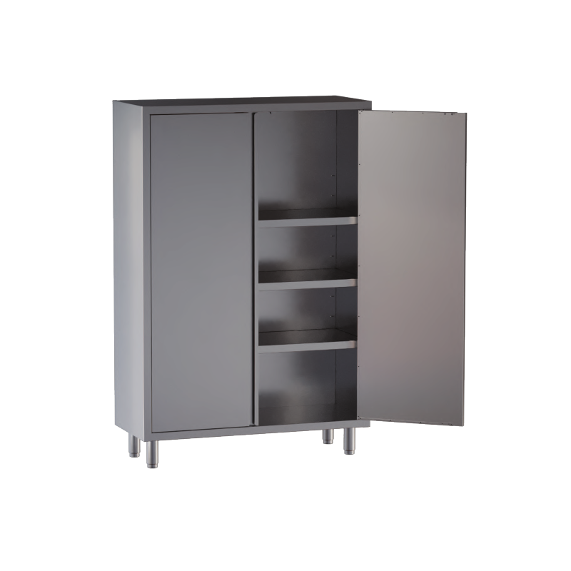 armadio acciaio inox 2 porte battenti 3 ripiani h cm. 180 misure cm. 100X50X180