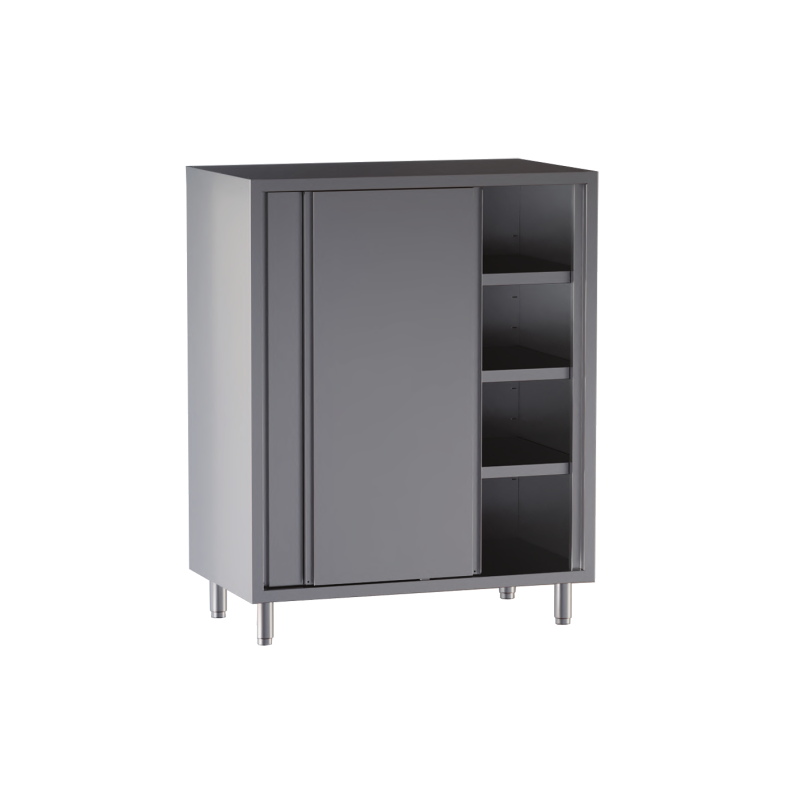 armadio acciaio inox porte scorrevoli con 3 ripiani h cm 180 misure cm. 100X60X180