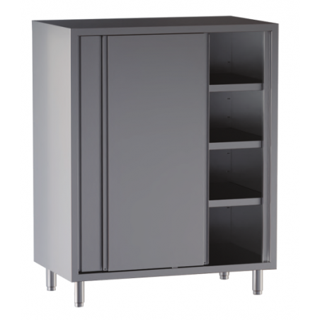 armadio acciaio inox porte scorrevoli con 3 ripiani h cm 180 misure cm. 130X50X180