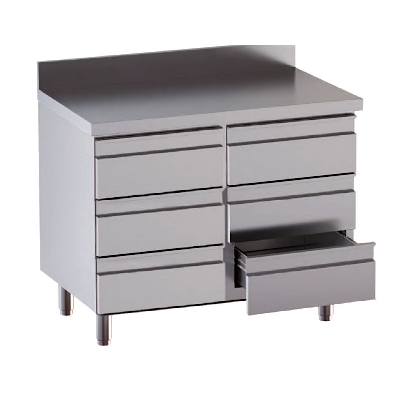cassettiera con 6 cassetti e alzatina misure cm. 100x70x85
