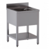 lavello acciaio inox aperto con sottopiano 1 vasca misure cm. 60x60x85