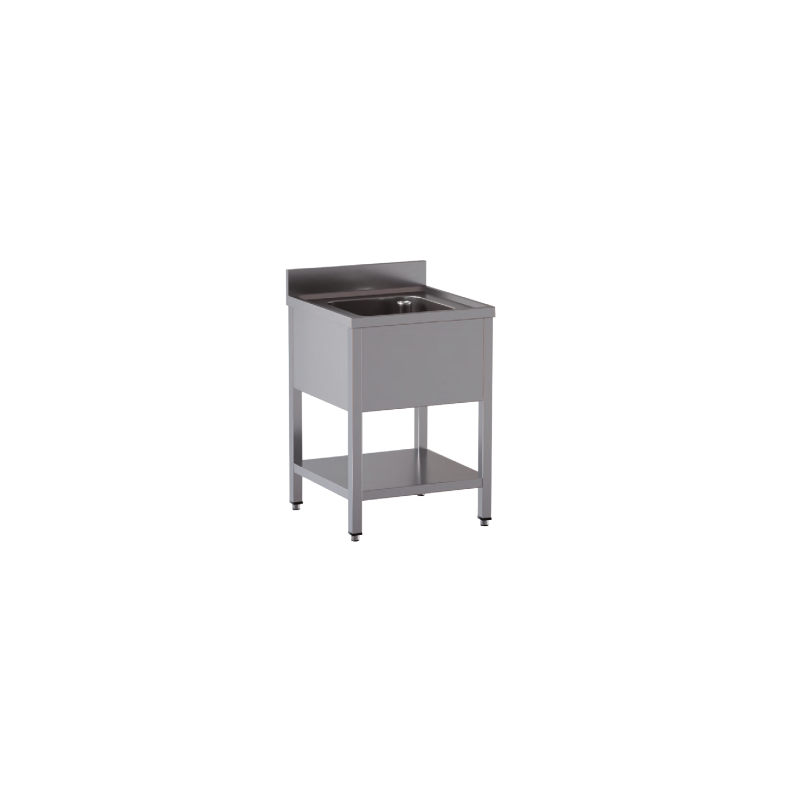lavello acciaio inox aperto con sottopiano 1 vasca misure cm. 70x60x85