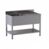 lavello acciaio inox aperto con sottopiano 1 vasca gocciolatoio dx misure cm. 160X70X85