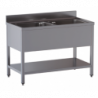 lavello acciaio inox aperto con sottopiano 2 vasche  misure cm. 200X60X85