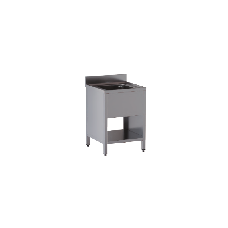 lavello acciaio inox aperto su fianchi e sottopiano 1 vasca misure cm. 70x60x85