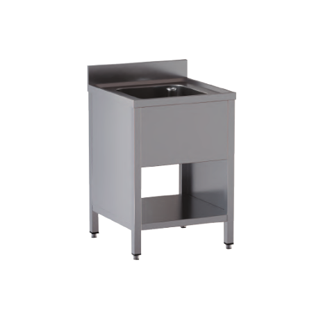 lavello acciaio inox aperto su fianchi e sottopiano 1 vasca misure cm. 80x70x85