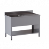 lavello acciaio inox aperto su fianchi e sottopiano 1 vasca gocciolatoio dx misure cm. 110x60x85