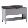 lavello acciaio inox aperto su fianchi e sottopiano 2 vasche  misure cm. 180X60X85