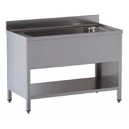 lavello acciaio inox aperto su fianchi e sottopiano vasca grande misure cm. 160X60X85