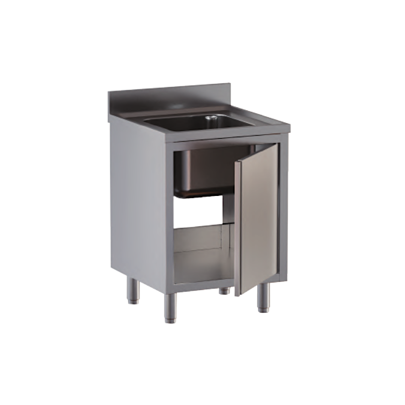 lavello acciaio inox armadiato 1 vasca porta a libro misure cm. 50x70x85