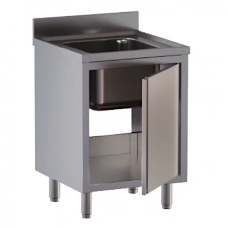 lavello acciaio inox armadiato 1 vasca porta a libro misure cm. 60x70x85