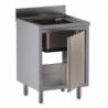 lavello acciaio inox armadiato 1 vasca porta a libro misure cm. 80x60x85