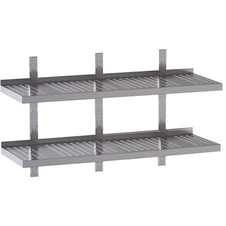 mensola acciaio inox doppia forata tre cremagliere 120X30X4