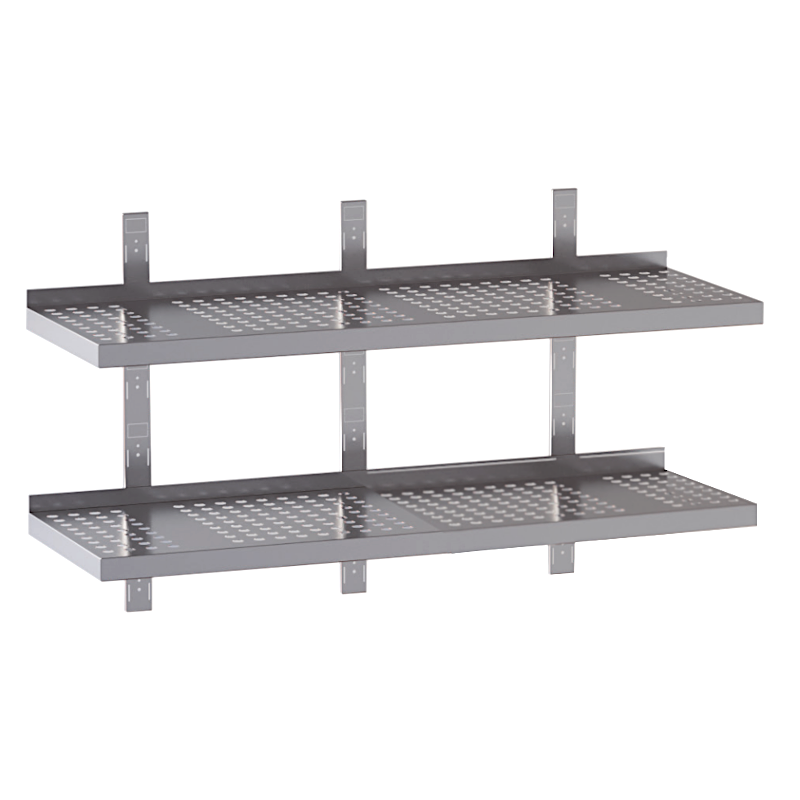 mensola acciaio inox doppia forata tre cremagliere 140X40X4