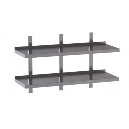 mensola acciaio inox doppia tre cremagliere 150X40X4