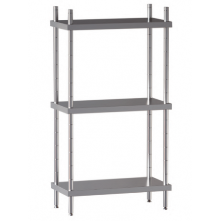 scaffale acciaio inox ripiani lisci h cm 150 3 piani gambe tonde ø 35 mm misure cm. 180X60X150