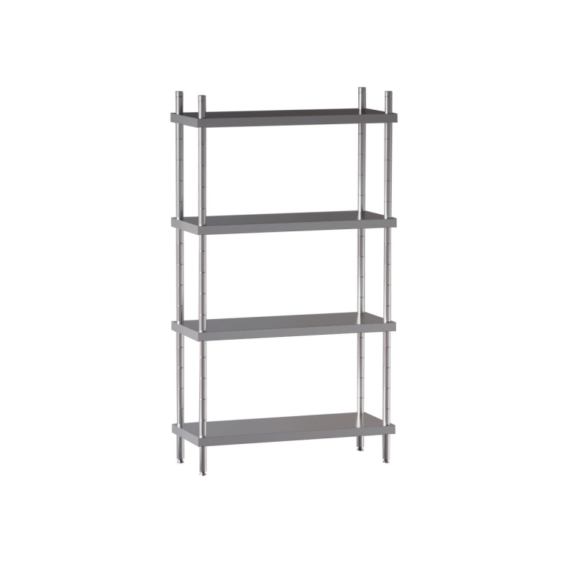 scaffale acciaio inox ripiani lisci h cm 200 4 piani gambe tonde ø 35 mm misure cm. 90X60X200