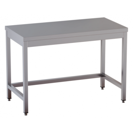 tavolo acciaio inox aperto con cornice inferiore misure cm. 130x70x85