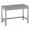 tavolo acciaio inox aperto con cornice inferiore misure cm. 90x70x85