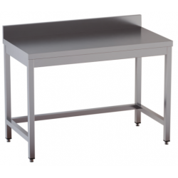 tavolo acciaio inox aperto con cornice inferiore e alzatina misure cm. 100x70x85