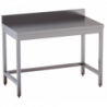 tavolo acciaio inox aperto con cornice inferiore e alzatina misure cm. 100x70x85