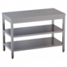 tavolo acciaio inox aperto con n.2 ripiani misure cm. 80x70x85
