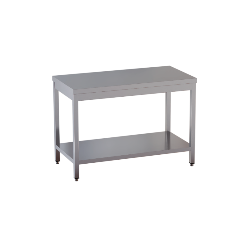tavolo acciaio inox aperto con sottopiano misure cm. 100x60x85