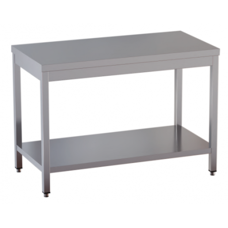tavolo acciaio inox aperto con sottopiano misure cm. 150X70X85
