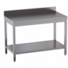 tavolo acciaio inox aperto con sottopiano e alzatina misure cm. 70x60x85