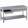 tavolo acciaio inox aperto con sottopiano e cassetti orizzontali misure cm. 120x60x85