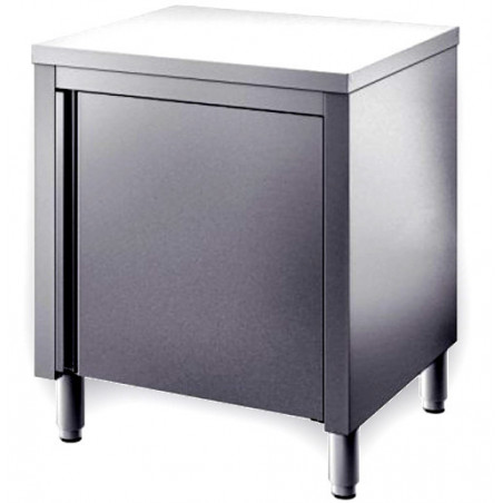 tavolo acciaio inox armadiato con porte battenti misure cm. 80x60x85