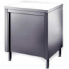 tavolo acciaio inox armadiato con porte battenti misure cm. 80x70x85