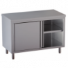 tavolo acciaio inox armadiato con porte scorrevoli misure cm. 130x60x85
