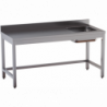 tavolo acciaio inox chef con alzatina, vasca dx e cornice inferiore misure cm. 70x70x85