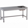 tavolo acciaio inox chef con vasca dx e cornice inferiore misure cm. 120x60x85