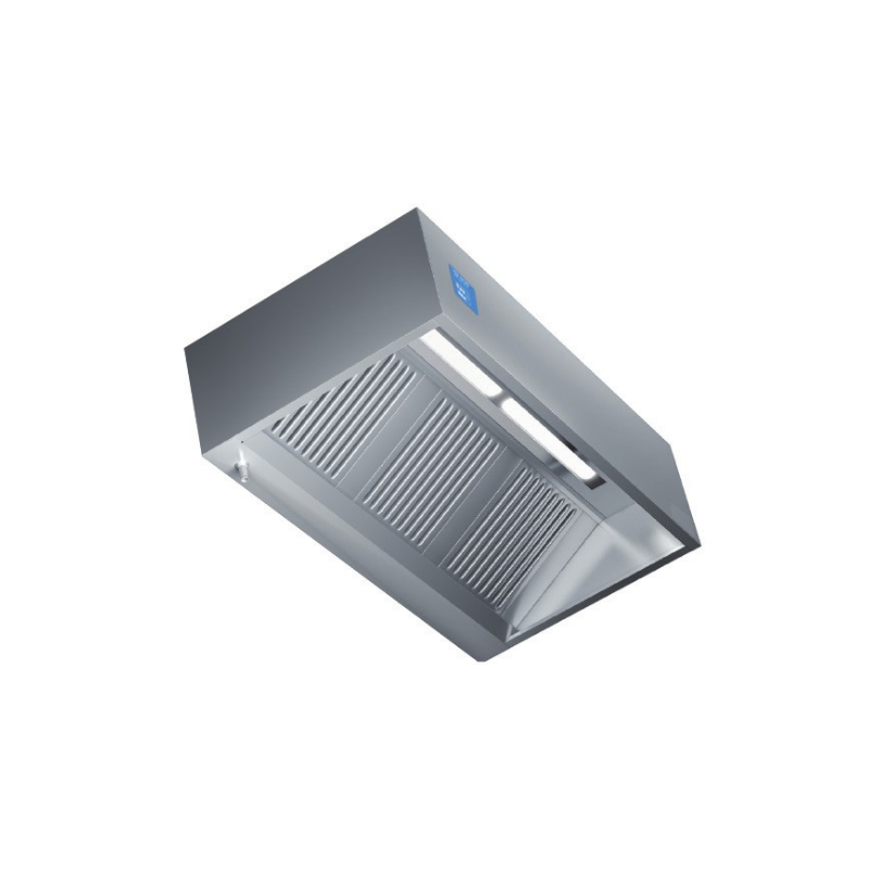 Cappa a parete cubica acciaio inox con motore regolatore e plafoniera led 250 x 90 x 30