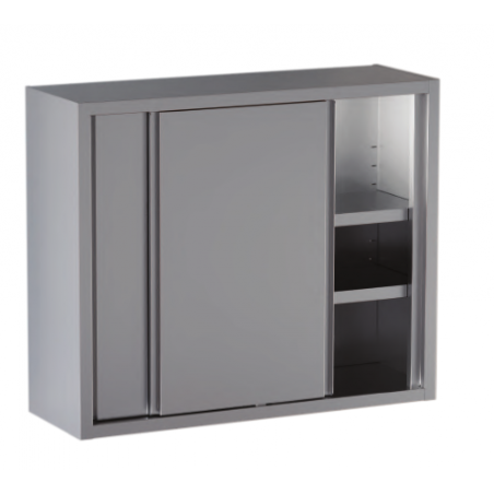 pensile acciaio inox porte scorrevoli 2 ripiani h 100 cm. 160X40X100