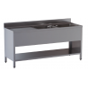 lavello acciaio inox aperto su fianchi e sottopiano 2 vasche gocciolatoio sx misure cm. 160X60X85