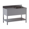 lavello acciaio inox aperto con sottopiano 1 vasca gocciolatoio sx misure cm. 110x60x85