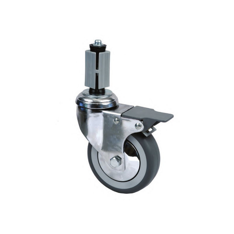 Ruota girevole per gamba quadrata tavolo aperto completa di freno diametro mm. 100, spessore mm. 22, portata kg. 60