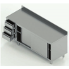 tavolo acciaio inox armadiato  con porte scorrevoli con 3 cassetti sx e alzatina misure cm. 170X60X85
