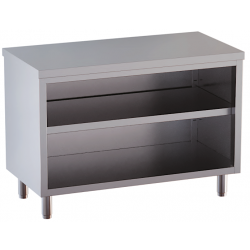 tavolo acciaio inox chiuso 3 lati aperto davanti con piano intermedio 160X70X85