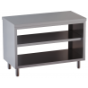 tavolo acciaio inox chiuso sui fianchi aperto davanti e dietro con piano intermedio 50X60X85