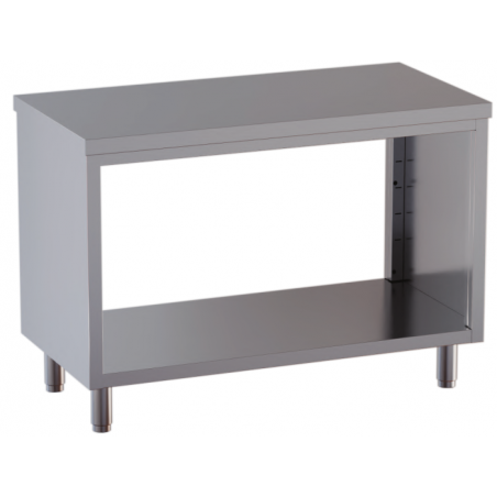tavolo acciaio inox chiuso sui fianchi aperto davanti e dietro 160X60X85