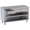 tavolo acciaio inox chiuso 3 lati aperto davanti con piano intermedio e cassetti superiori 160X60X85
