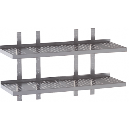 mensola acciaio inox doppia forata quattro cremagliere190X40X4