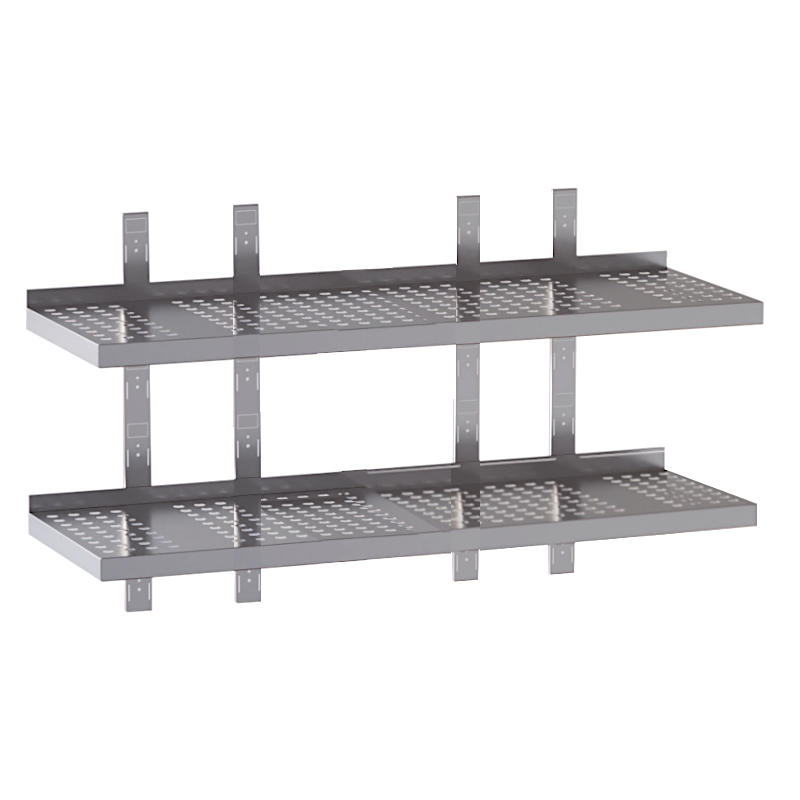 mensola acciaio inox doppia forata quattro cremagliere170X30X4
