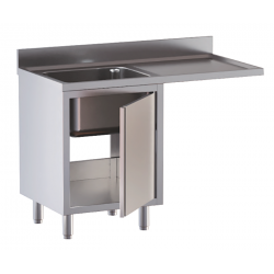 lavello acciaio inox armadiato vano lavastoviglie 1 vasca gocciolatoio e spazio dx porta a libro 120X60X85